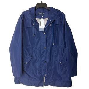 LOMON Women's Waterproof Hooded Raincoat - Navy Blue XL